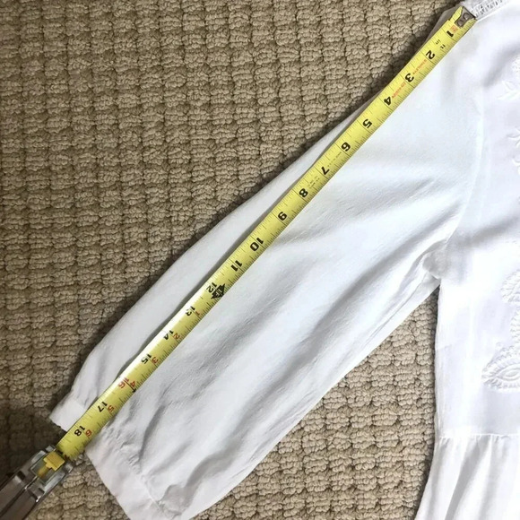 Soft Surroundings Embroidered Boho Beautiful Blouse, White, Size M - Picture 9 of 12